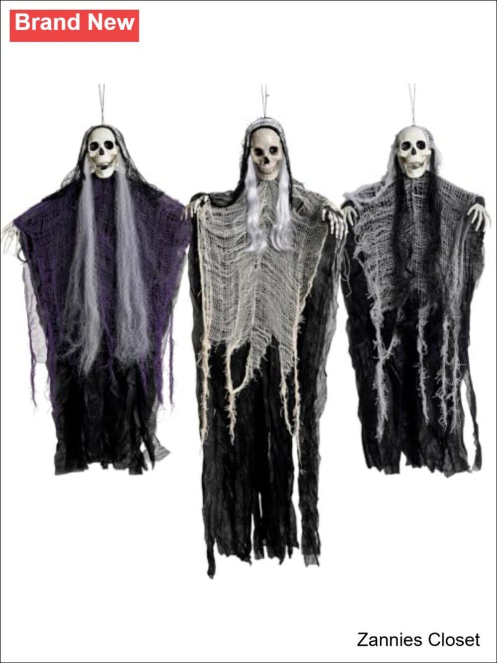 👻 Halloween Hanging Grim Reaper Decorations Set of 3 Spooky Haunted House Props